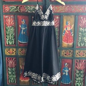 Black Sun Dress with Embroidered Detail